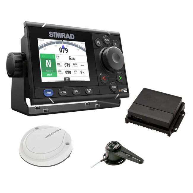 Simrad A2004 Autopilot Kit — A2004 control head, AC70 computer, RF300 rudder feedback, and Precision-9 compass