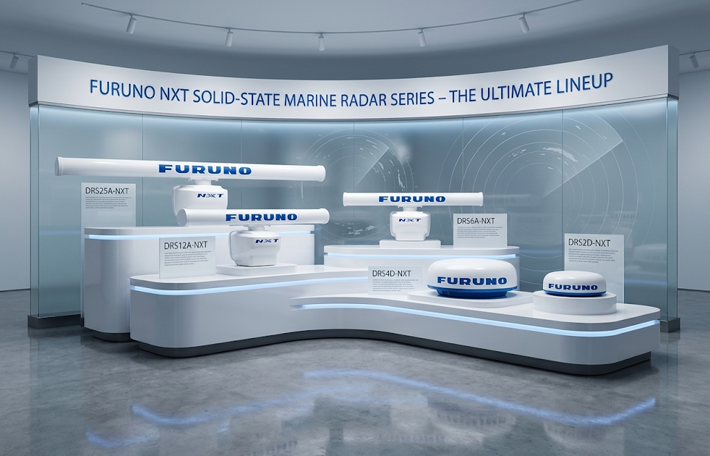 Furuno DRS NXT series solid-state Doppler radar — DRS2D-NXT, DRS4D-NXT, DRS6A-NXT, DRS12A-NXT and DRS25A-NXT radome and open-array scanners
