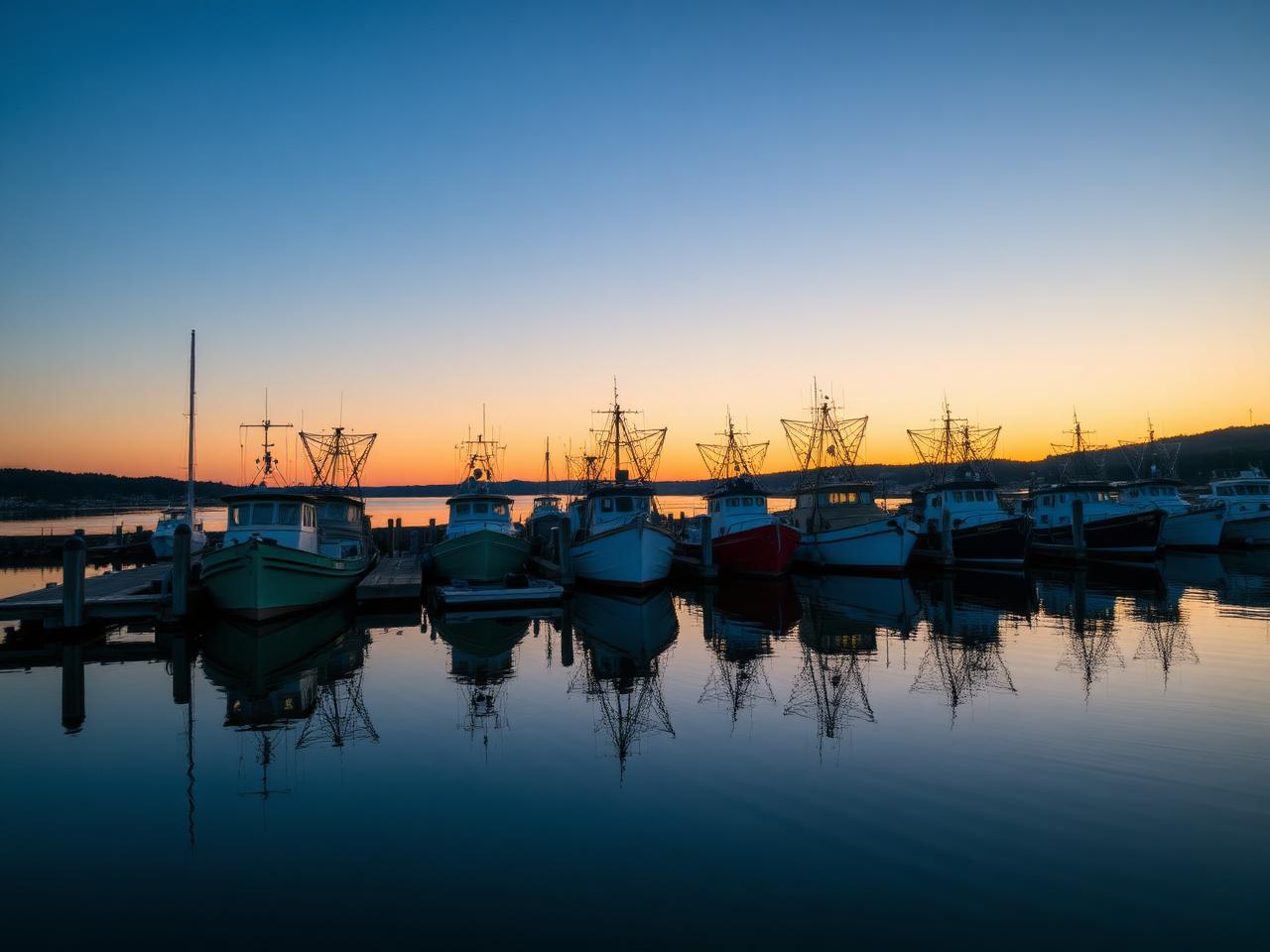 Fishing fleet at sunrise